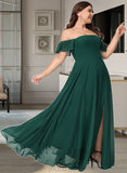 Theresa A-Line Off-the-Shoulder Floor-Length Chiffon Bridesmaid Dress With Split Front UKP0016513