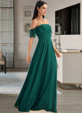 Theresa A-Line Off-the-Shoulder Floor-Length Chiffon Bridesmaid Dress With Split Front UKP0016513