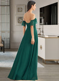 Theresa A-Line Off-the-Shoulder Floor-Length Chiffon Bridesmaid Dress With Split Front UKP0016513