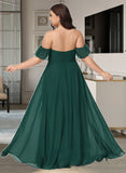 Theresa A-Line Off-the-Shoulder Floor-Length Chiffon Bridesmaid Dress With Split Front UKP0016513