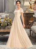 Aryanna A-Line Square Neckline Floor-Length Chiffon Bridesmaid Dress With Cascading Ruffles UKP0016514