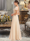 Aryanna A-Line Square Neckline Floor-Length Chiffon Bridesmaid Dress With Cascading Ruffles UKP0016514