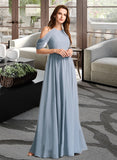 Aleah A-line High Neck Floor-Length Chiffon Bridesmaid Dress UKP0016521