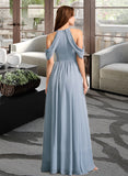 Aleah A-line High Neck Floor-Length Chiffon Bridesmaid Dress UKP0016521