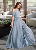 Aleah A-line High Neck Floor-Length Chiffon Bridesmaid Dress UKP0016521