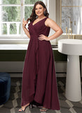 Paloma A-Line V-neck Asymmetrical Chiffon Bridesmaid Dress With Split Front UKP0016532