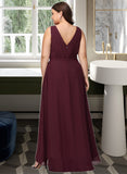 Paloma A-Line V-neck Asymmetrical Chiffon Bridesmaid Dress With Split Front UKP0016532