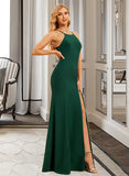 Kamryn Trumpet/Mermaid High Neck Floor-Length Chiffon Bridesmaid Dress With Split Front UKP0016535