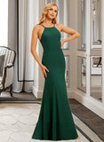 Kamryn Trumpet/Mermaid High Neck Floor-Length Chiffon Bridesmaid Dress With Split Front UKP0016535