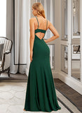 Kamryn Trumpet/Mermaid High Neck Floor-Length Chiffon Bridesmaid Dress With Split Front UKP0016535