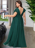 Taylor A-Line V-neck Floor-Length Chiffon Bridesmaid Dress With Split Front UKP0016537