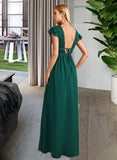 Taylor A-Line V-neck Floor-Length Chiffon Bridesmaid Dress With Split Front UKP0016537