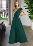 Taylor A-Line V-neck Floor-Length Chiffon Bridesmaid Dress With Split Front UKP0016537