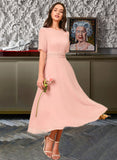 Nicole A-Line Knee-Length Chiffon Bridesmaid Dress UKP0016539