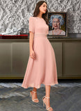 Nicole A-Line Knee-Length Chiffon Bridesmaid Dress UKP0016539