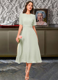 Nicole A-Line Knee-Length Chiffon Bridesmaid Dress UKP0016539