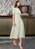 Nicole A-Line Knee-Length Chiffon Bridesmaid Dress UKP0016539