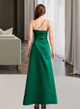 Gabrielle A-Line One-Shoulder Floor-Length Satin Bridesmaid Dress With Split Front UKP0016540