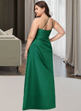 Gabrielle A-Line One-Shoulder Floor-Length Satin Bridesmaid Dress With Split Front UKP0016540