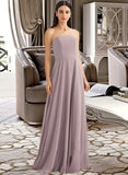 Kyla A-Line Strapless Floor-Length Chiffon Bridesmaid Dress With Split Front UKP0016542