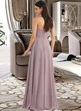 Kyla A-Line Strapless Floor-Length Chiffon Bridesmaid Dress With Split Front UKP0016542