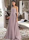 Kyla A-Line Strapless Floor-Length Chiffon Bridesmaid Dress With Split Front UKP0016542