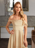 Madisyn A-Line Off-the-Shoulder Floor-Length Satin Bridesmaid Dress With Split Front Pockets UKP0016543