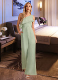 Gemma Jumpsuit/Pantsuit One Shoulder Floor-Length Chiffon Bridesmaid Dress With Ruffle UKP0016546