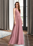 Alexandria A-Line Floor-Length Chiffon Bridesmaid Dress With Lace UKP0016549