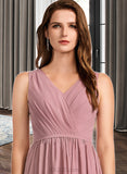 Alexandria A-Line Floor-Length Chiffon Bridesmaid Dress With Lace UKP0016549