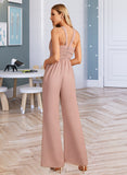 Charity Jumpsuit/Pantsuit High Neck Floor-Length Chiffon Bridesmaid Dress With Pleated UKP0016556