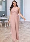 Charity Jumpsuit/Pantsuit High Neck Floor-Length Chiffon Bridesmaid Dress With Pleated UKP0016556