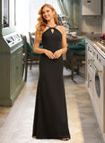 Lorna Trumpet/Mermaid High Neck Floor-Length Chiffon Bridesmaid Dress UKP0016565