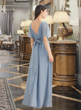 Lillianna A-Line Floor-Length Chiffon Bridesmaid Dress With Ruffle Split Front UKP0016567