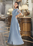 Lillianna A-Line Floor-Length Chiffon Bridesmaid Dress With Ruffle Split Front UKP0016567