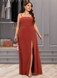 Jenna Sheath/Column Square Neckline Floor-Length Chiffon Bridesmaid Dress With Split Front UKP0016572