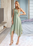 Jakayla A-line One Shoulder Asymmetrical Chiffon Bridesmaid Dress With Ruffle UKP0016576