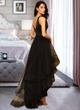 Lindsey A-Line V-neck Asymmetrical Tulle Bridesmaid Dress With Beading UKP0016580