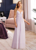 Mariana A-line V-Neck Floor-Length Chiffon Bridesmaid Dress With Ruffle UKP0016590