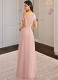 Janiya A-Line One-Shoulder Floor-Length Chiffon Bridesmaid Dress With Bow(s) UKP0016593