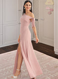 Janiya A-Line One-Shoulder Floor-Length Chiffon Bridesmaid Dress With Bow(s) UKP0016593