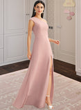 Janiya A-Line One-Shoulder Floor-Length Chiffon Bridesmaid Dress With Bow(s) UKP0016593