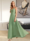 Haley A-line V-Neck Floor-Length Chiffon Bridesmaid Dress With Beading Sequins UKP0016597