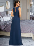 Susanna A-Line Scoop Neck Floor-Length Chiffon Bridesmaid Dress With Split Front UKP0016601