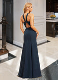 Julie Trumpet/Mermaid High Neck Floor-Length Chiffon Bridesmaid Dress UKP0016609