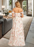 Jamie A-Line Off-the-Shoulder Floor-Length Chiffon Bridesmaid Dress With Split Front UKP0016610