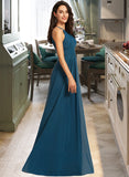 Kayden A-Line Scoop Neck Floor-Length Chiffon Bridesmaid Dress With Ruffle UKP0016612