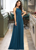 Kayden A-Line Scoop Neck Floor-Length Chiffon Bridesmaid Dress With Ruffle UKP0016612