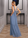 Tamia A-Line V-neck Floor-Length Chiffon Bridesmaid Dress With Pockets UKP0016619