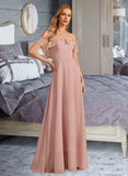 Lainey A-Line Off-the-Shoulder Floor-Length Chiffon Bridesmaid Dress With Ruffle UKP0016620